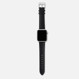 16/18/20mm Stitched Leather Strap - Black