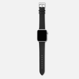 16/18/20mm Non-Stitched Leather Strap - Black