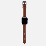 16/18/20mm Stitched Leather Strap - Brown