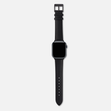 16/18/20mm Stitched Leather Strap - Black