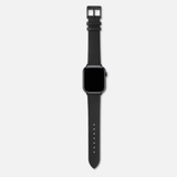 16/18/20mm Non-Stitched Leather Strap - Black