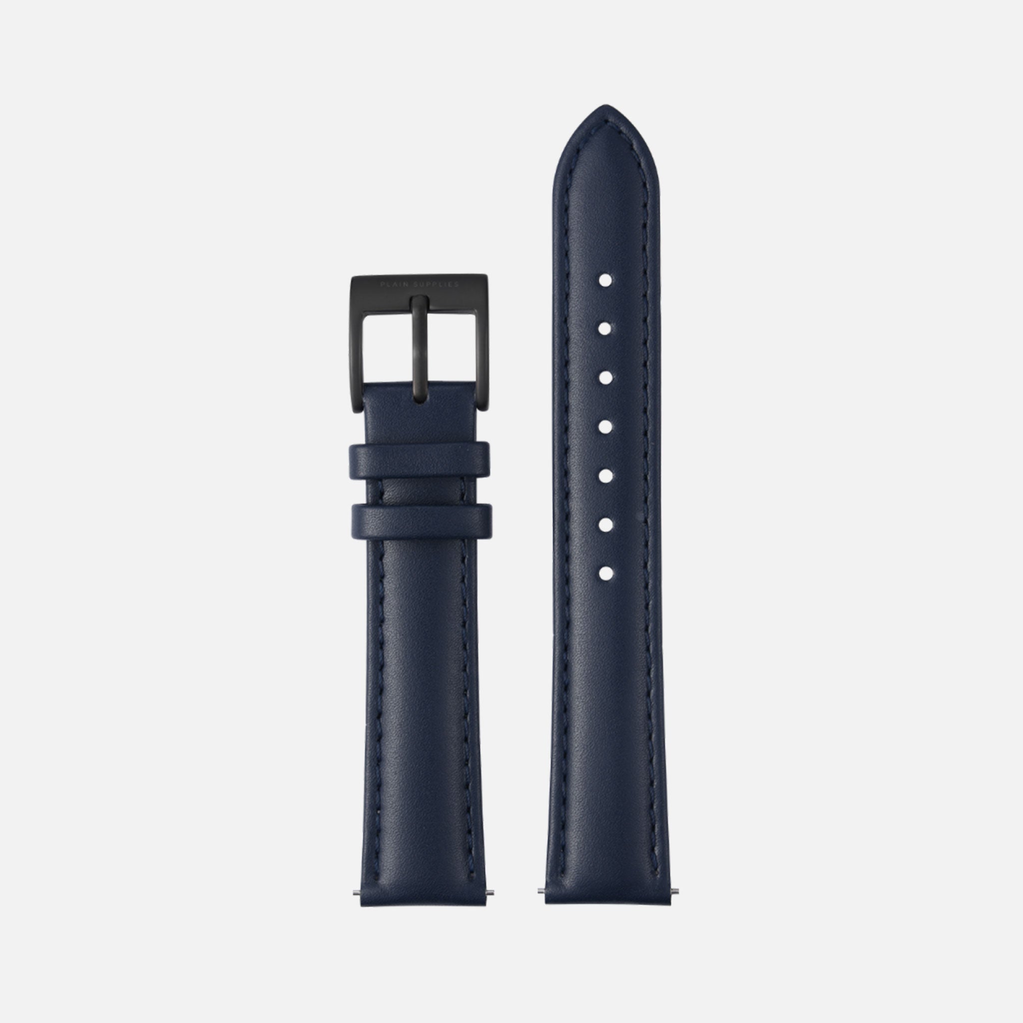 [Seconds & Sample Sale] 16/18/20mm Stitched Leather Strap - Navy