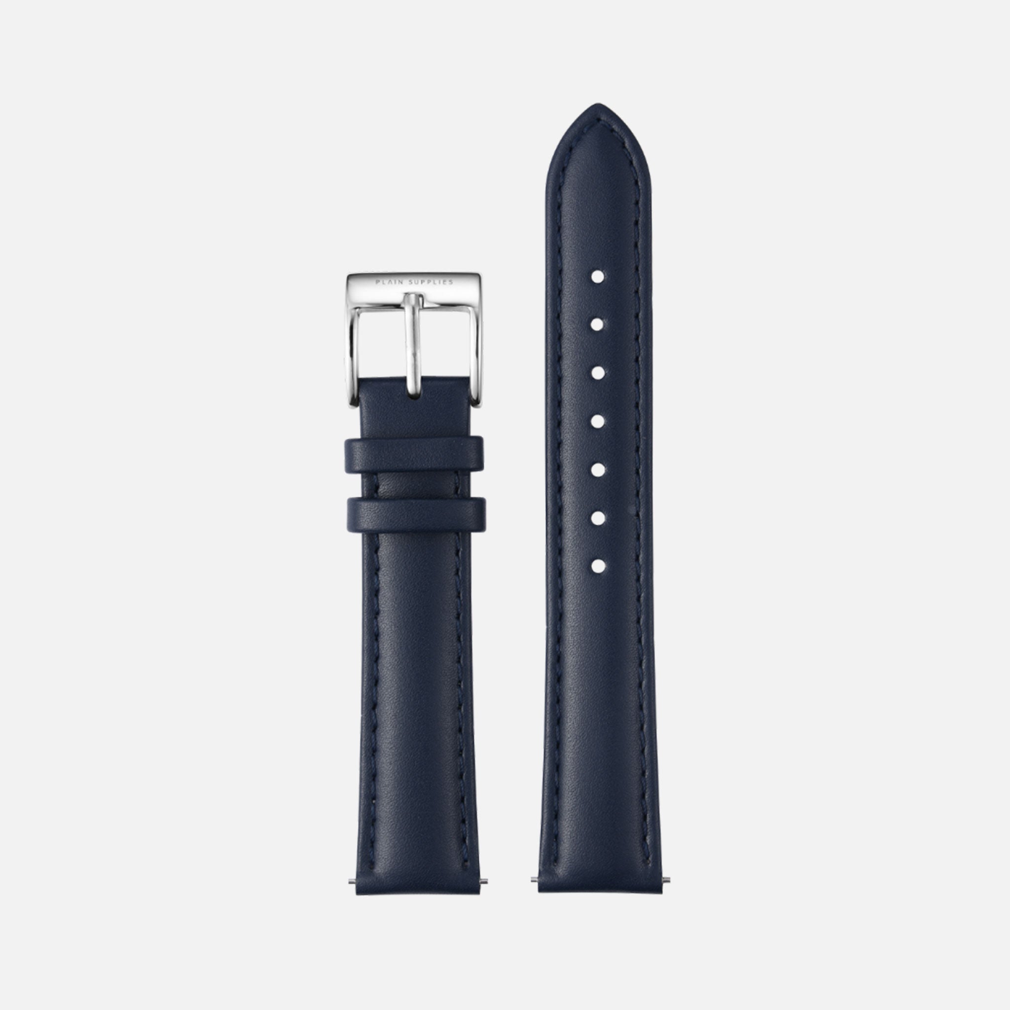 [Seconds & Sample Sale] 16/18/20mm Stitched Leather Strap - Navy